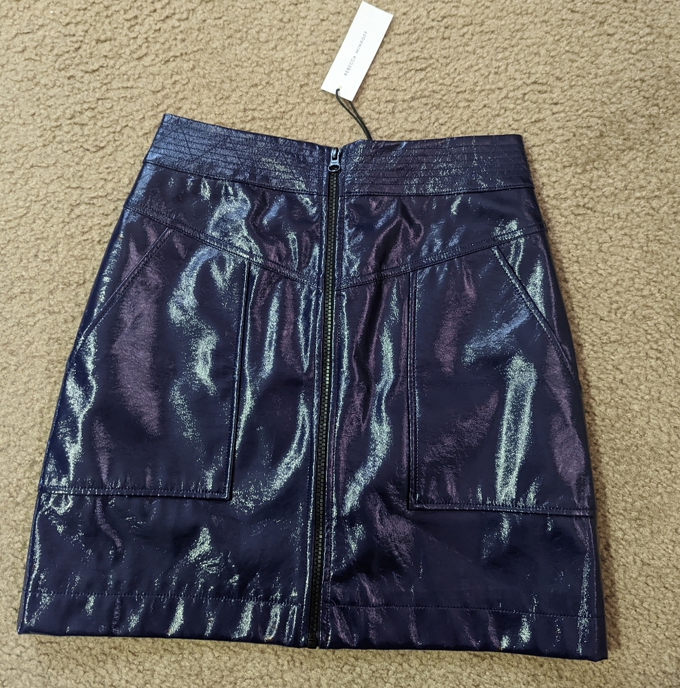 Rebecca Minkoff Glossy Purple Pencil Skirt